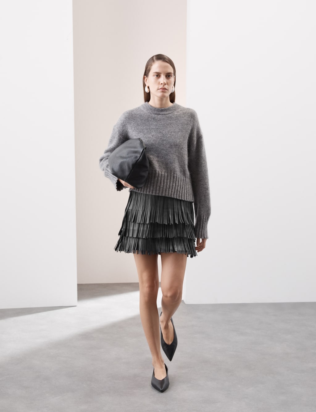 Leather Tassel Mini A-Line Skirt