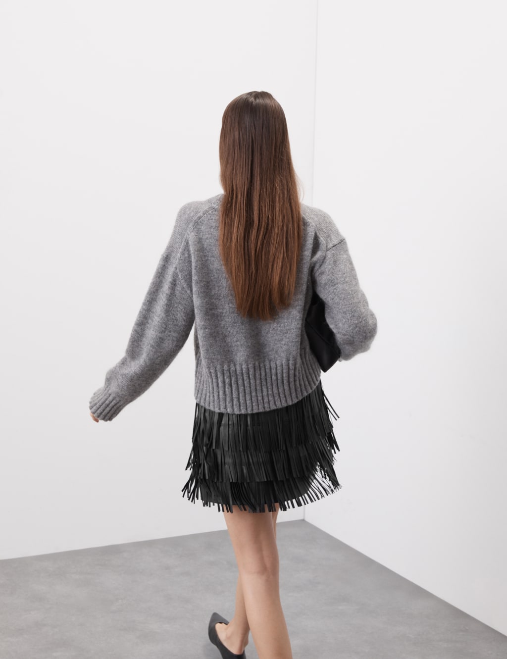 Leather Tassel Mini A-Line Skirt
