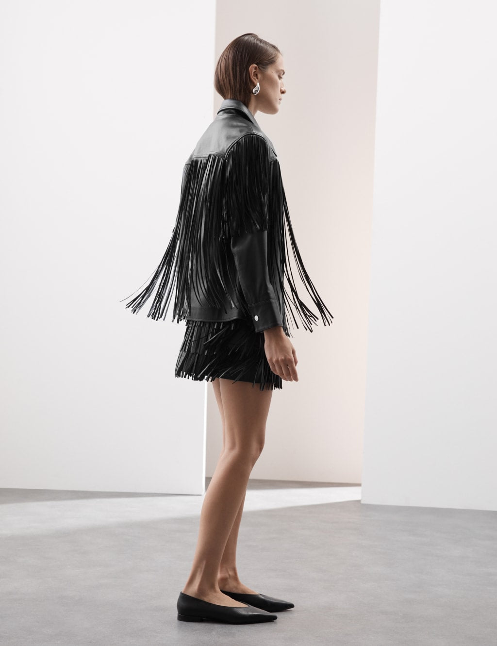Leather Tassel Mini A-Line Skirt