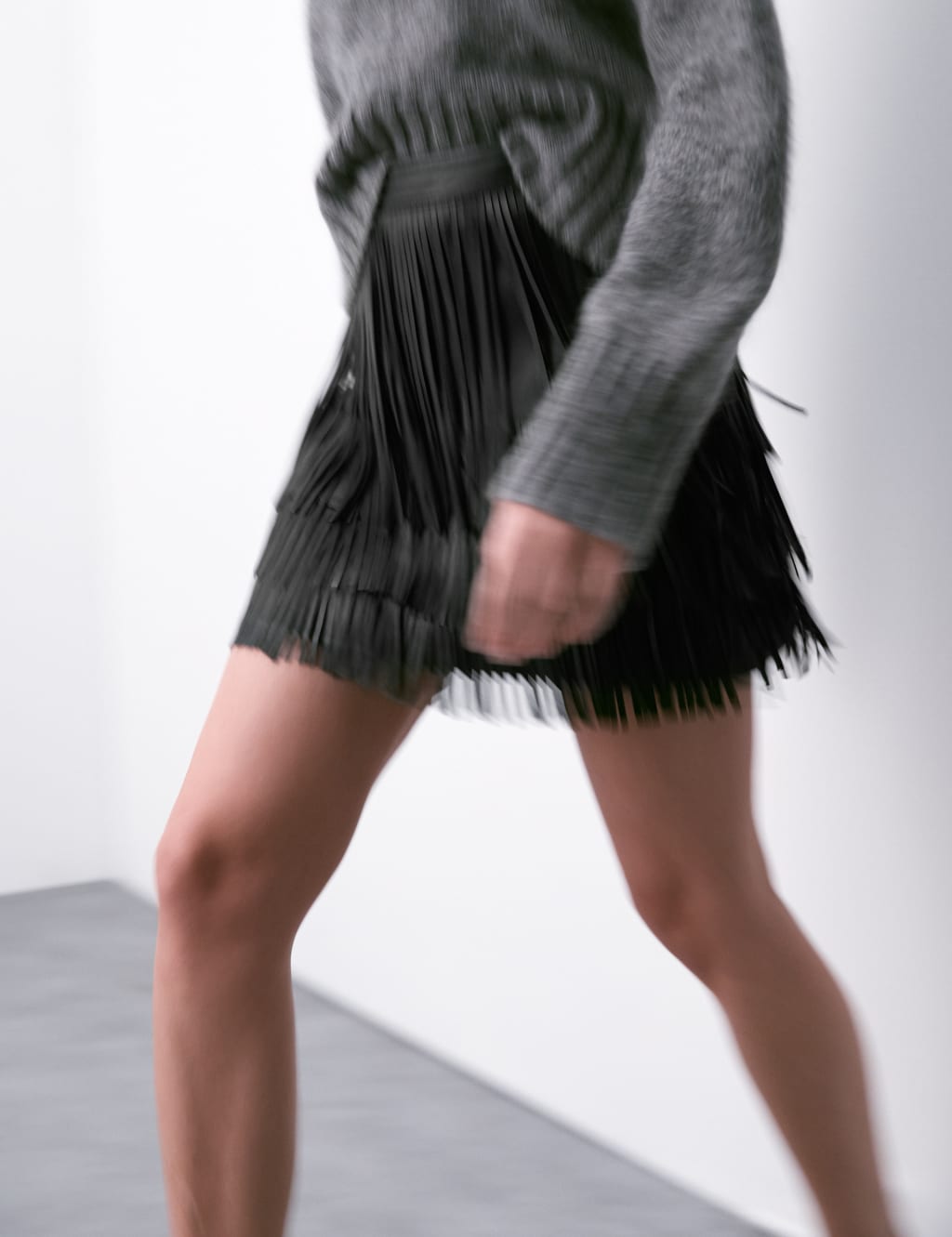 Leather Tassel Mini A-Line Skirt
