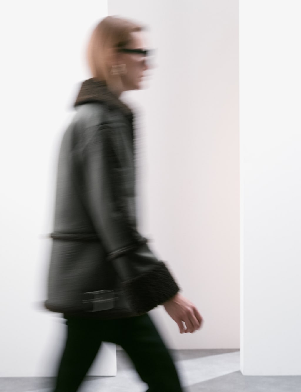 Leather Textured Borg Lined Jacket