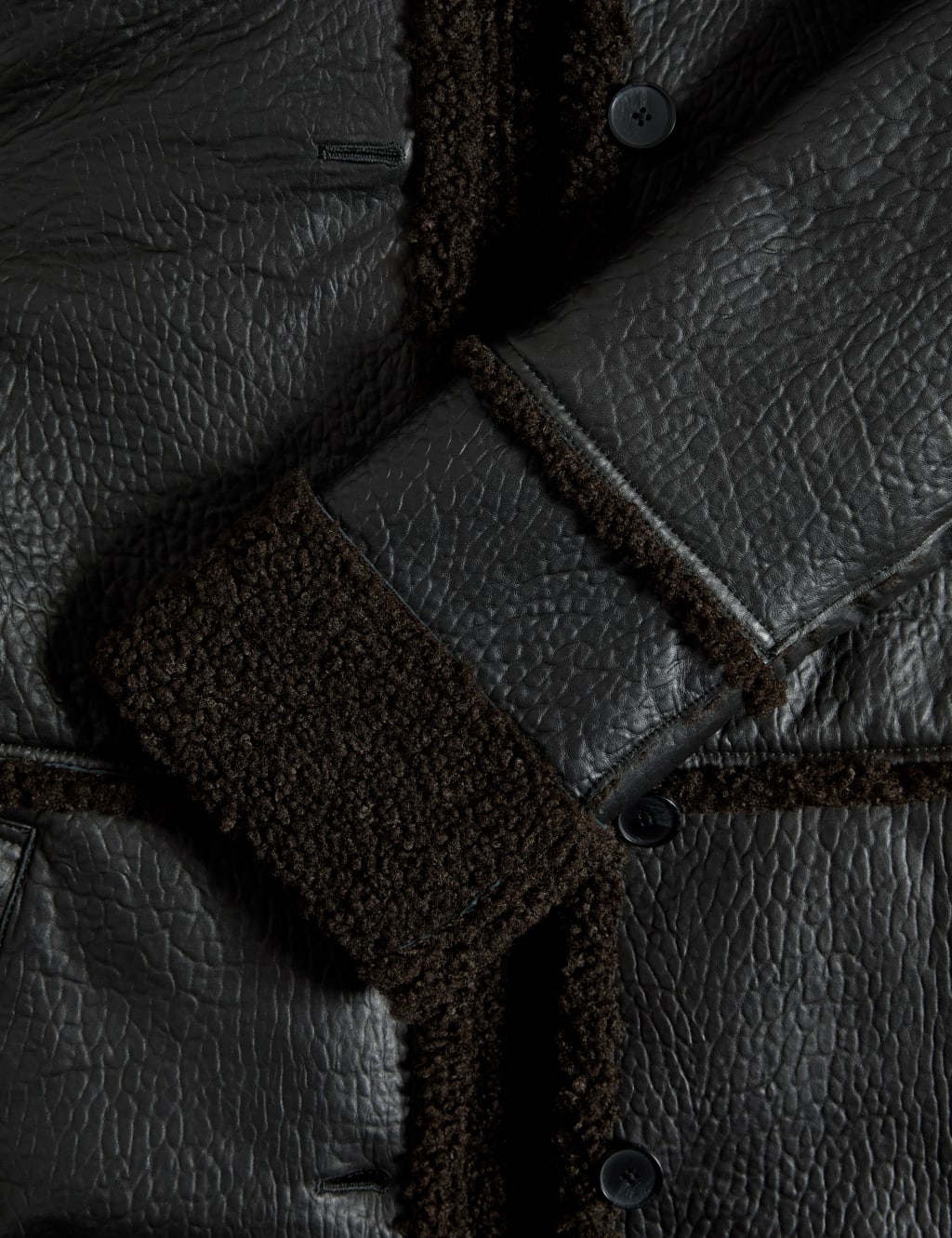 Leather Textured Borg Lined Jacket