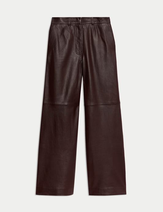 Leather Wide Leg Trousers