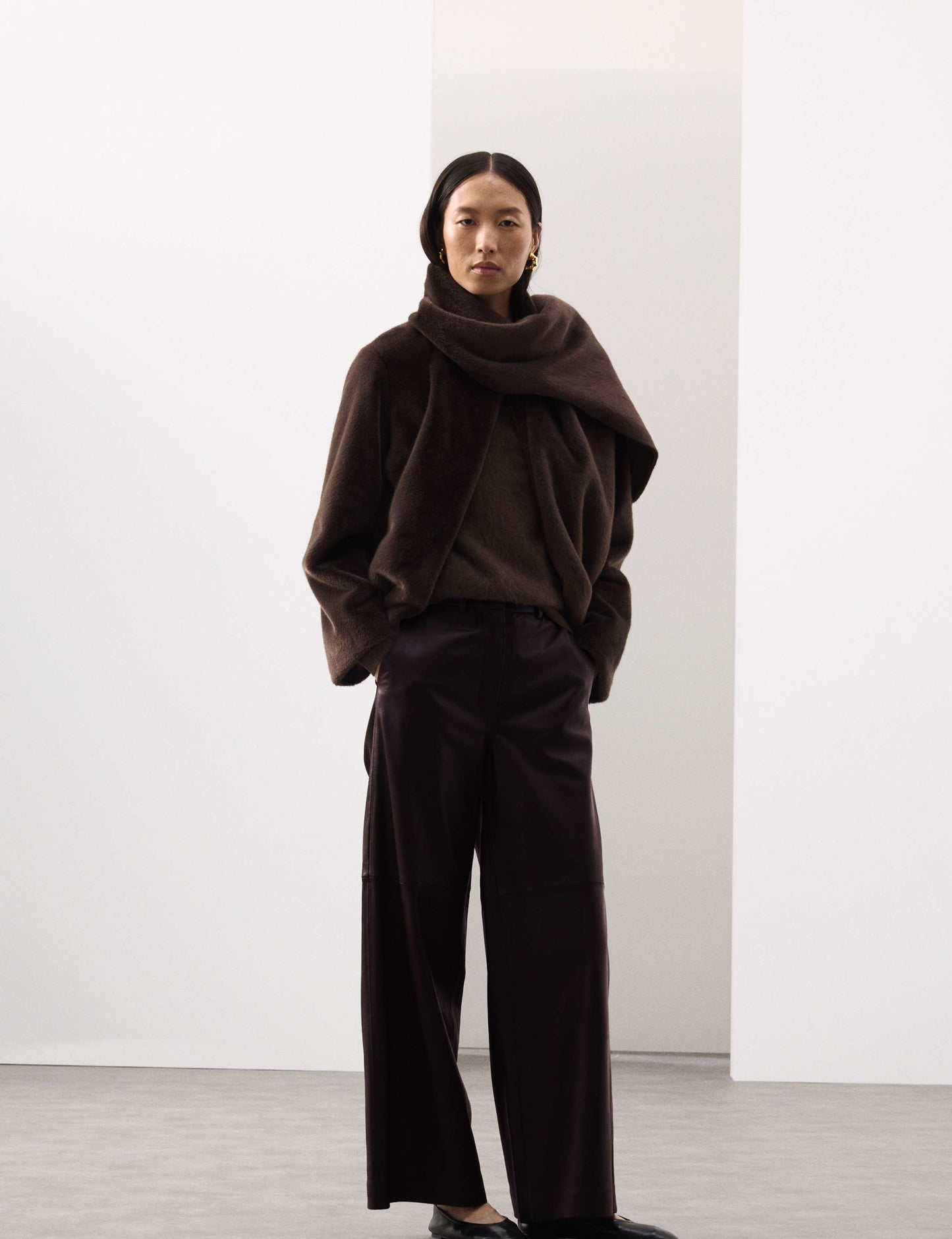 Leather Wide Leg Trousers