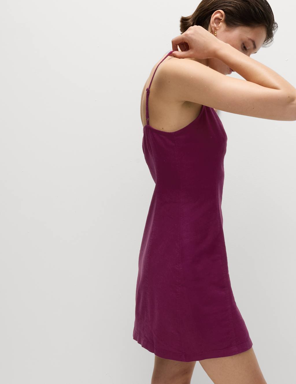 Linen Rich Mini Shift Dress