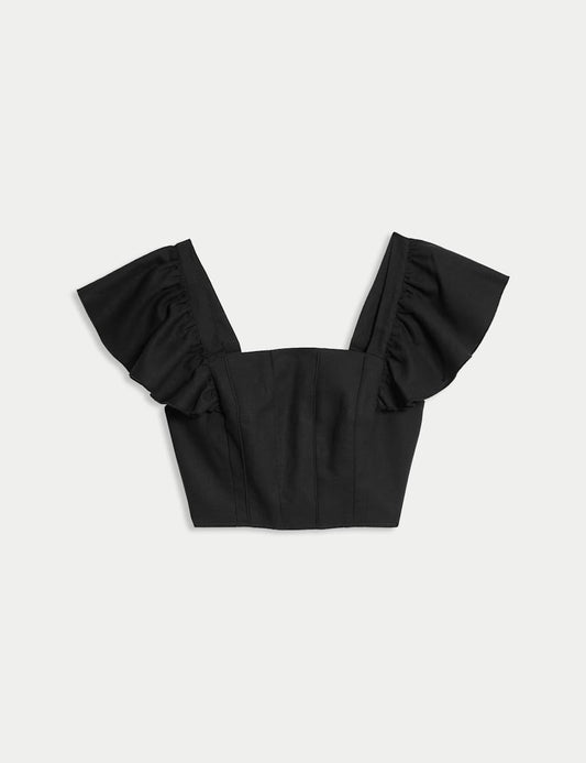 Linen Rich Regular Fit Crop Top