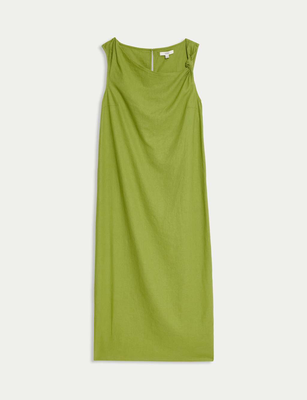 Linen Rich Tie Neck Midaxi Shift Dress