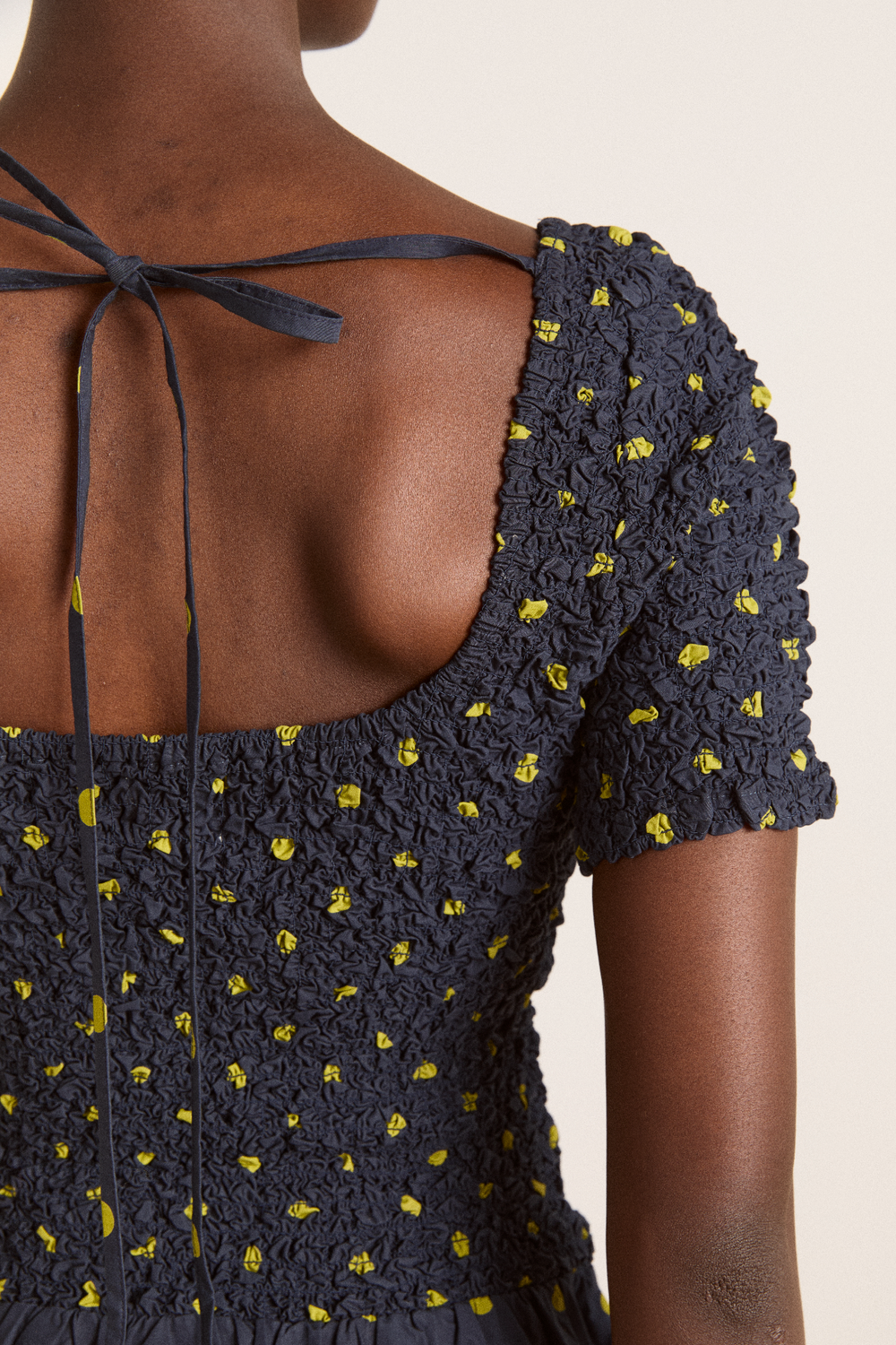 Malinda Super Smocked Spot Midi Dress