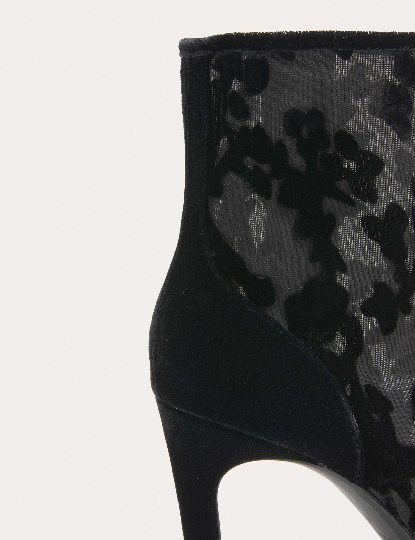 Mesh Floral Stiletto Heel Pointed Ankle Boots