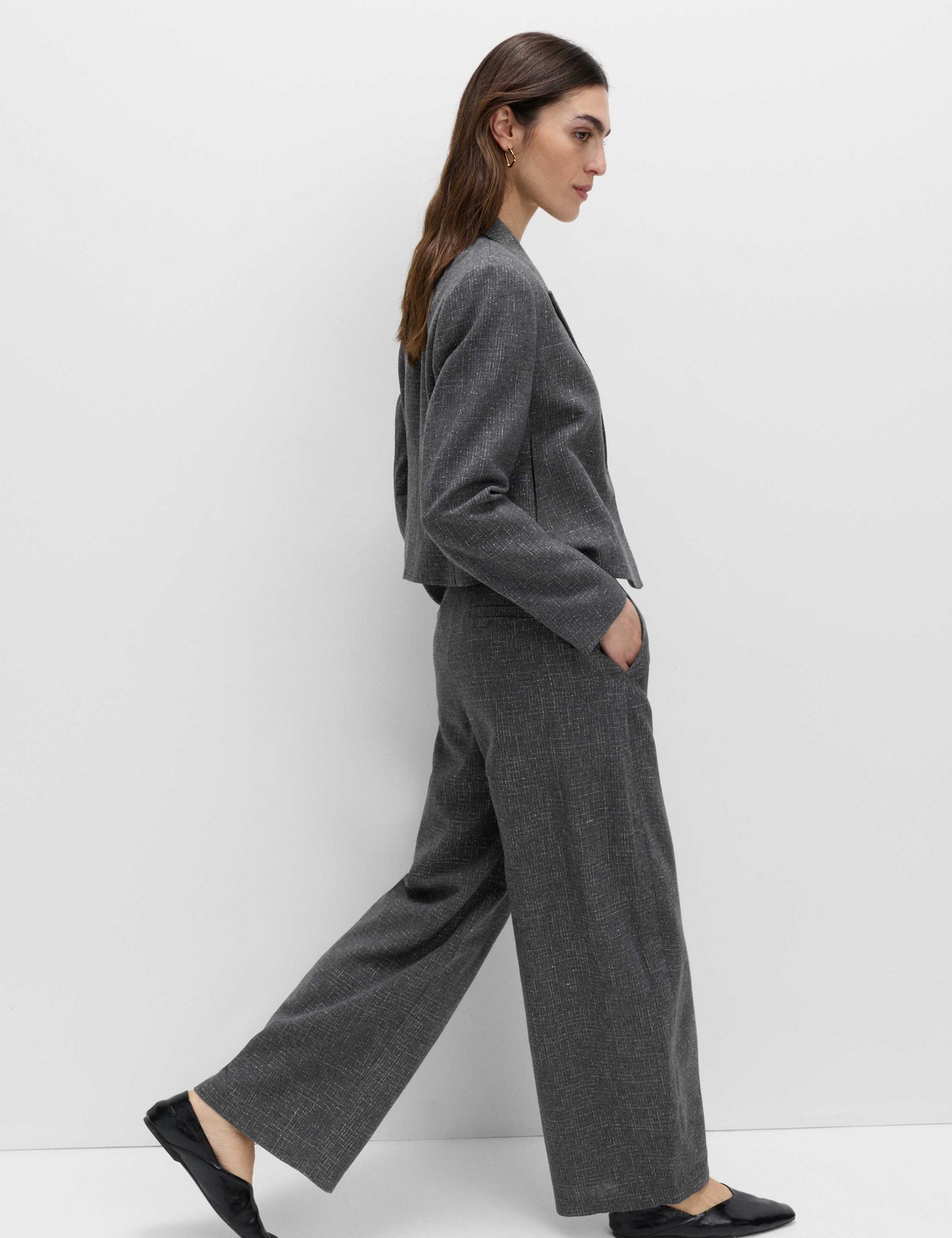 Metallic Lurex Barrel Leg Trousers