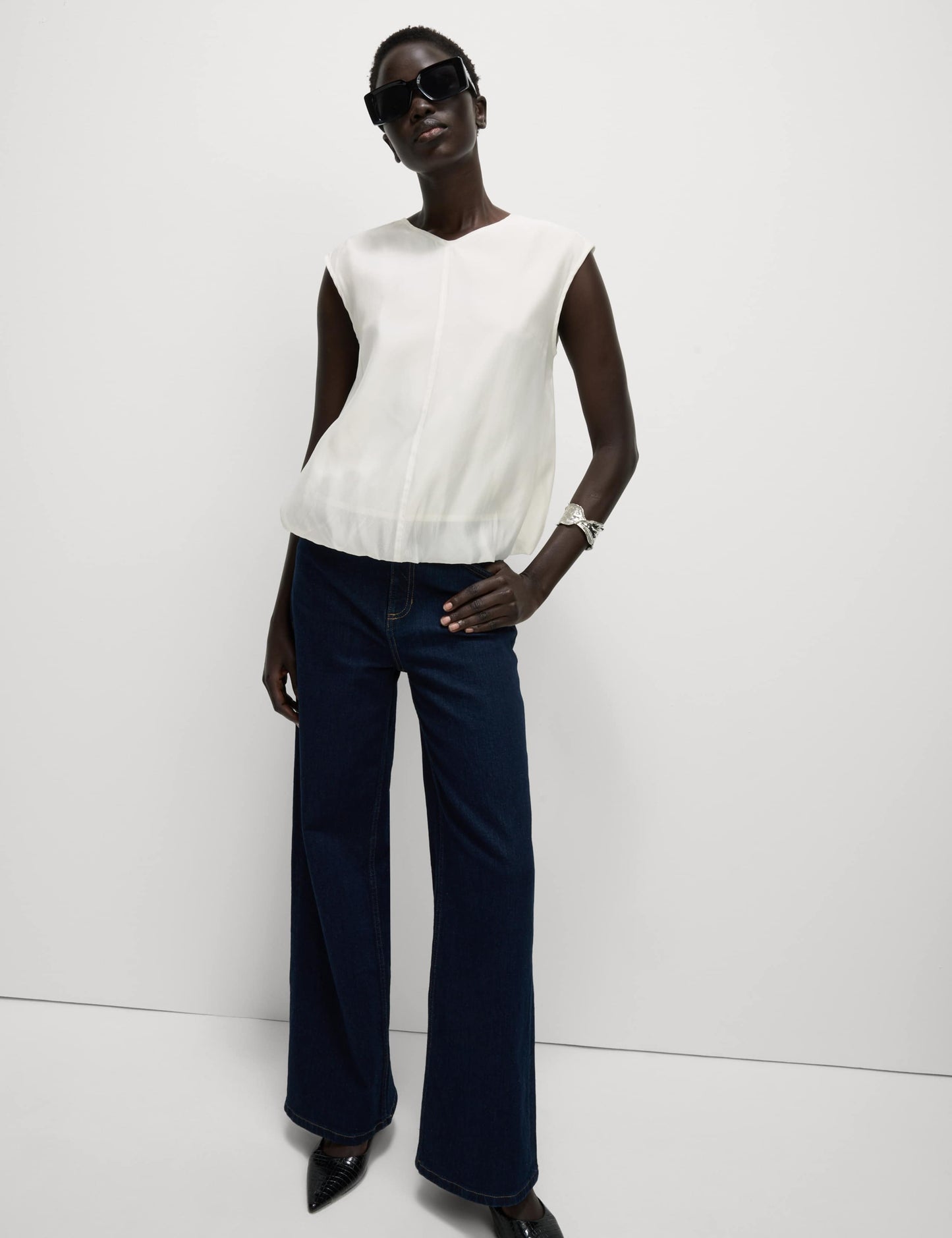 Organza Bubble Hem Top