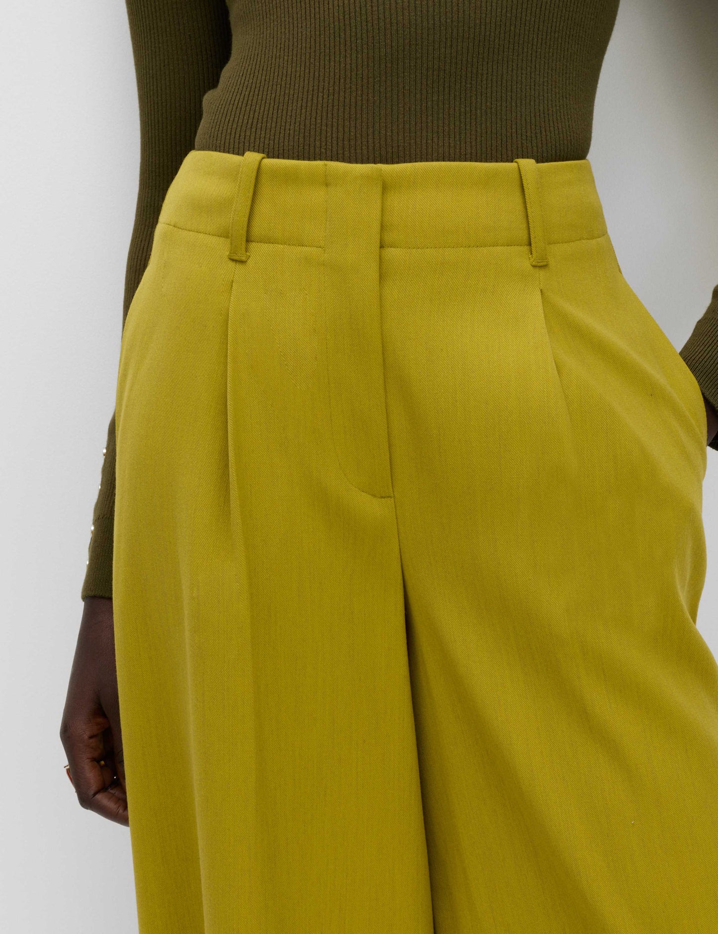 Pleat Front Wide Leg Trousers