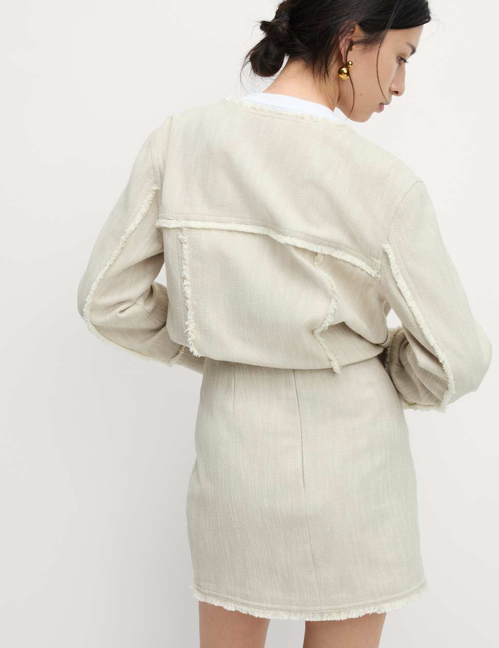 Pure Cotton Frayed Seam Mini Skirt