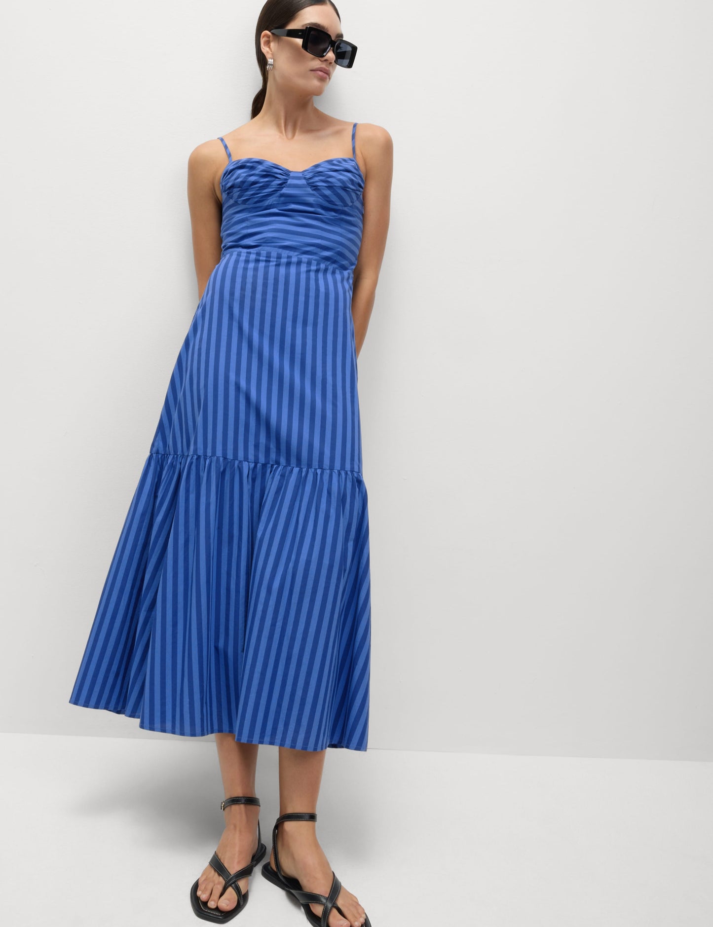 Pure Cotton Striped Midaxi Cami Dress