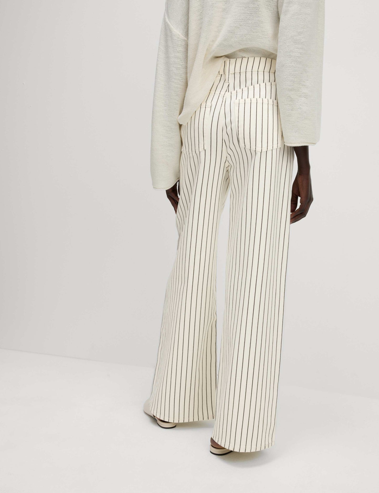 Pure Cotton Striped Wide Leg Trousers