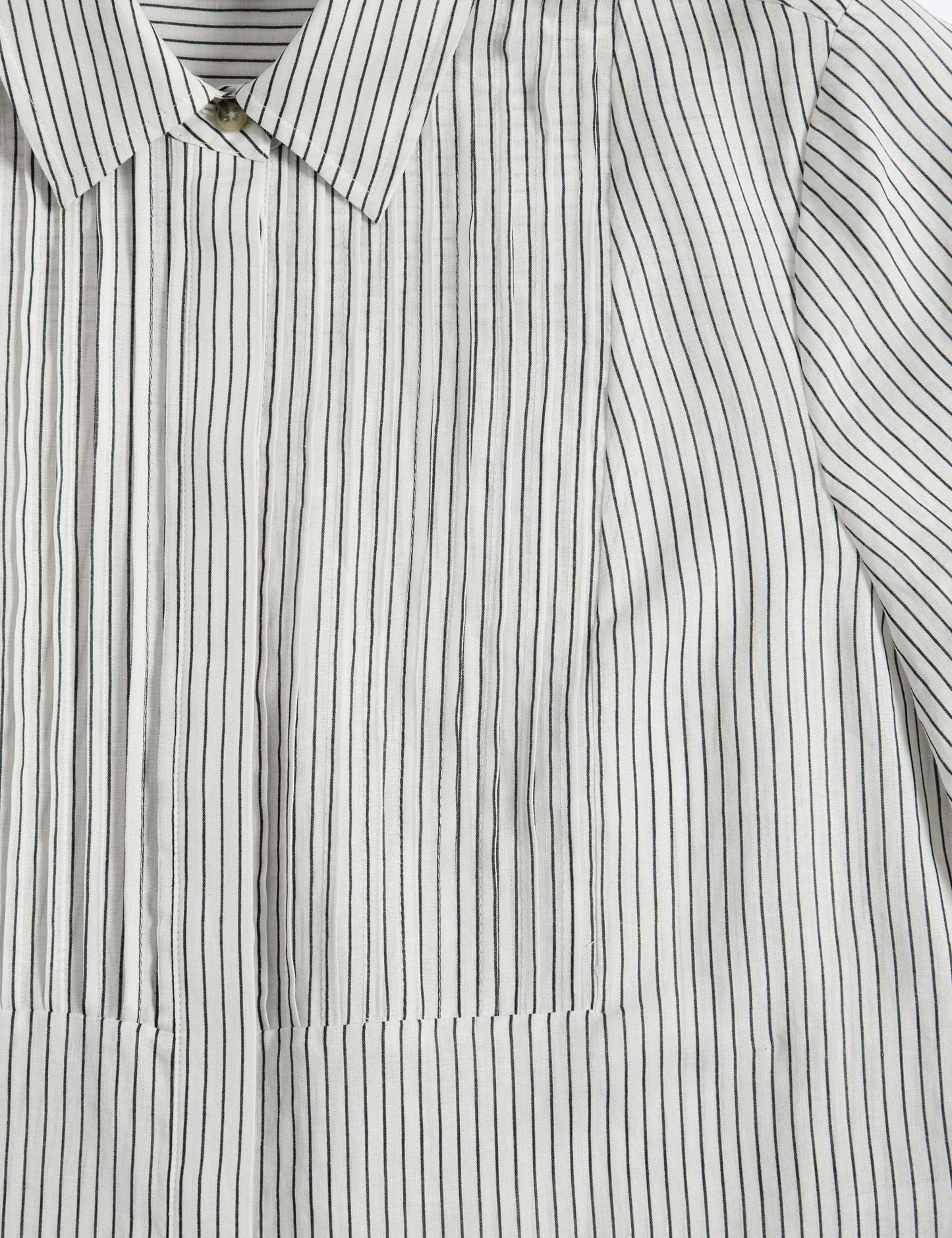 Pure Ramie Striped Pintuck Shirt