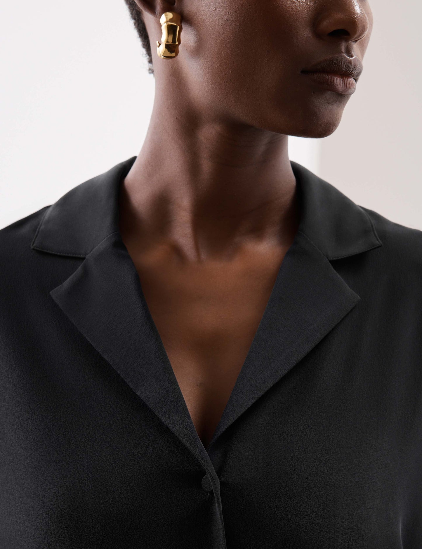 Pure Silk Collared Button Through Blouse
