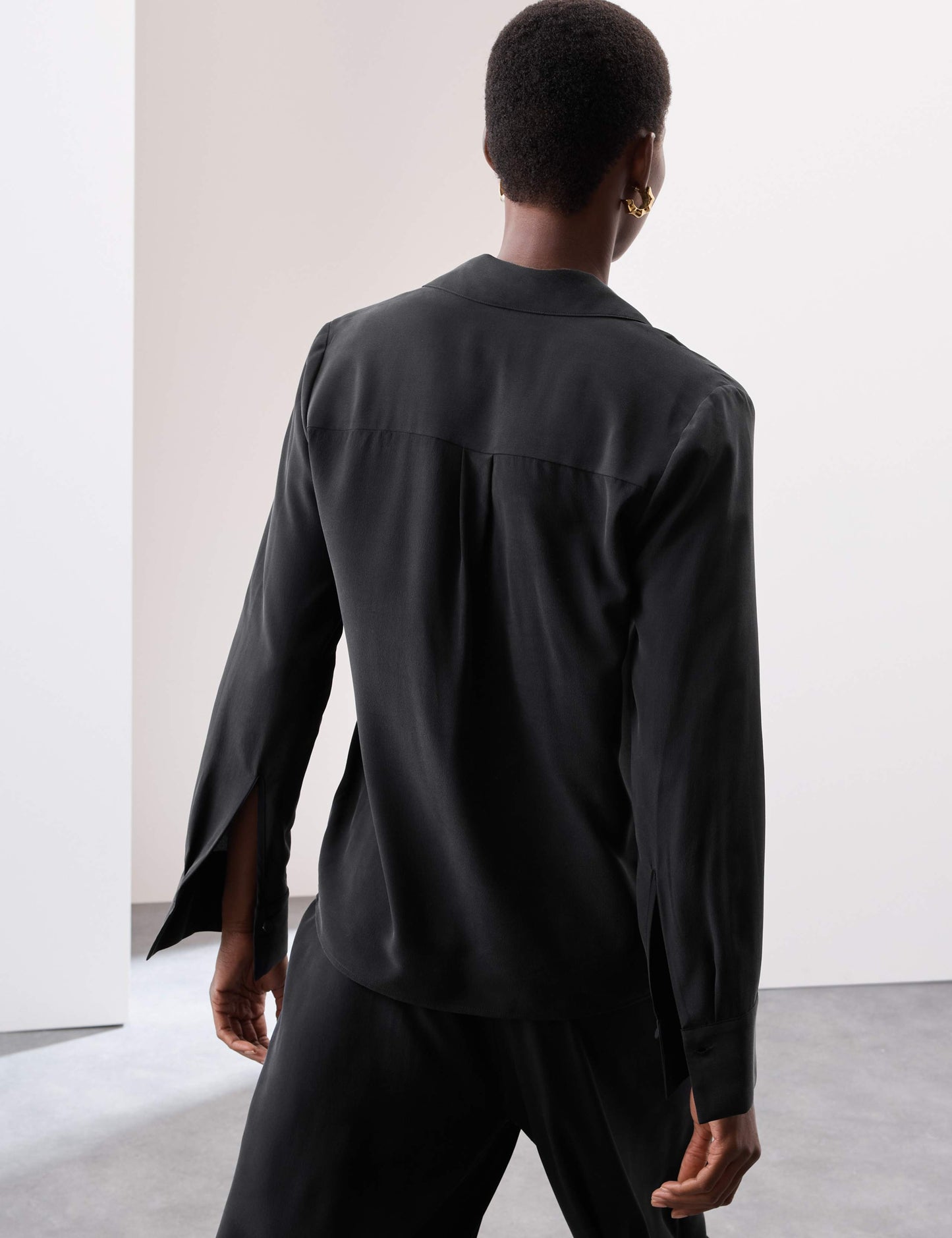 Pure Silk Collared Button Through Blouse