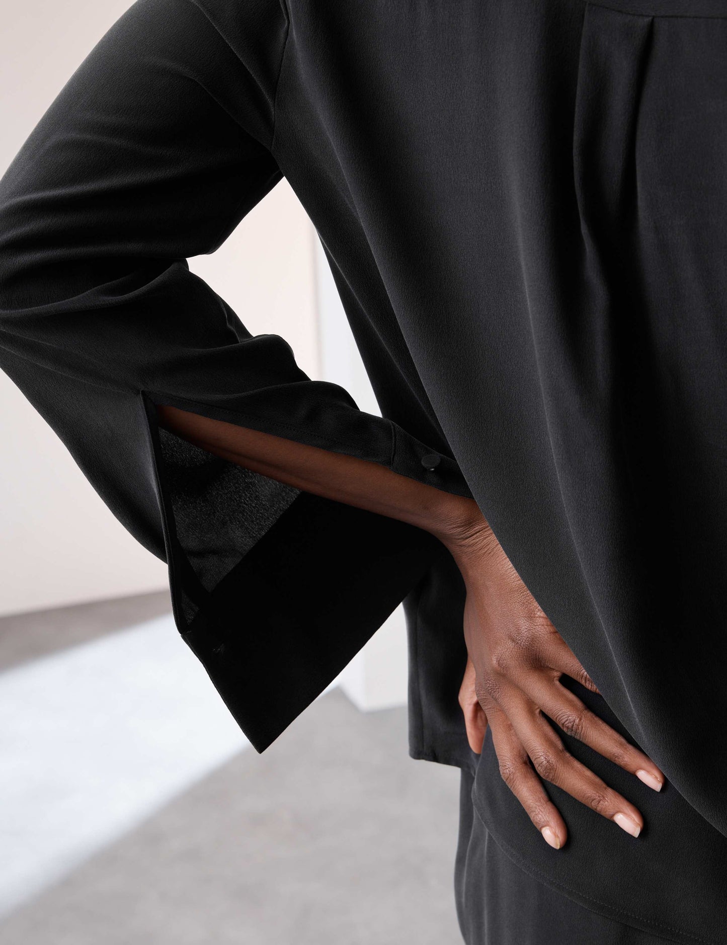 Pure Silk Collared Button Through Blouse