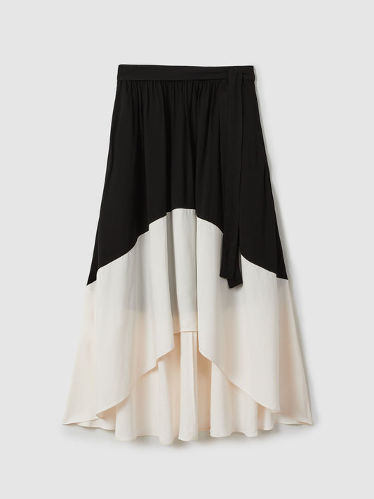 Colourblock midi skirt