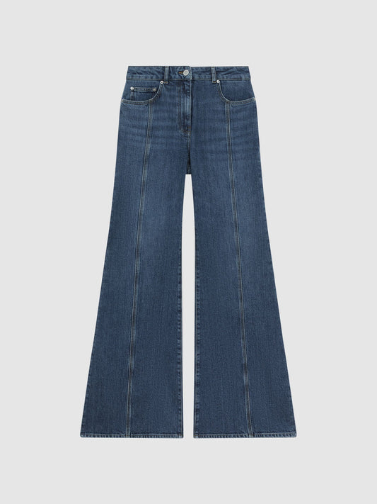 Flared front seam jeans