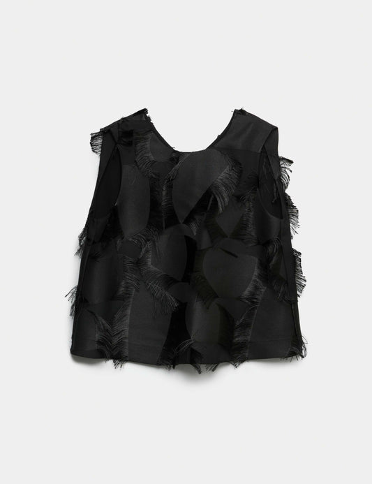 Relaxed Fringe Twist Back Detail Top