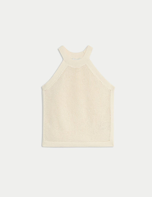 Cotton rich textured knitted top