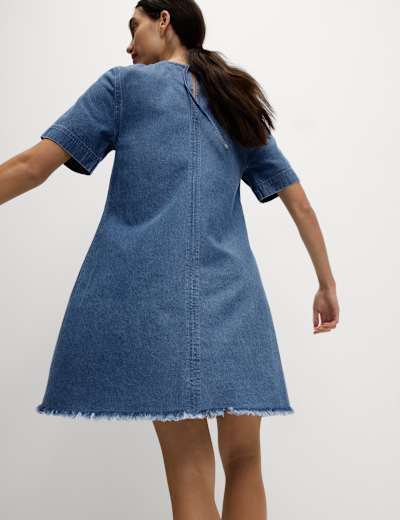 Pure Cotton Mini Shirt Dress