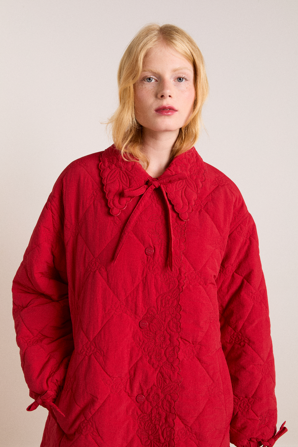 Avery Embroidered Quilted Coat