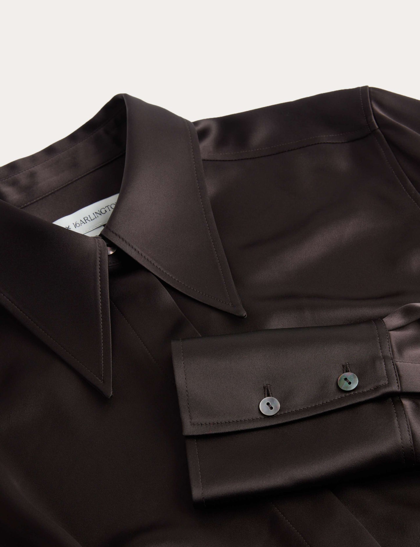 Satin Collared Fitted Long Sleeve Shirt