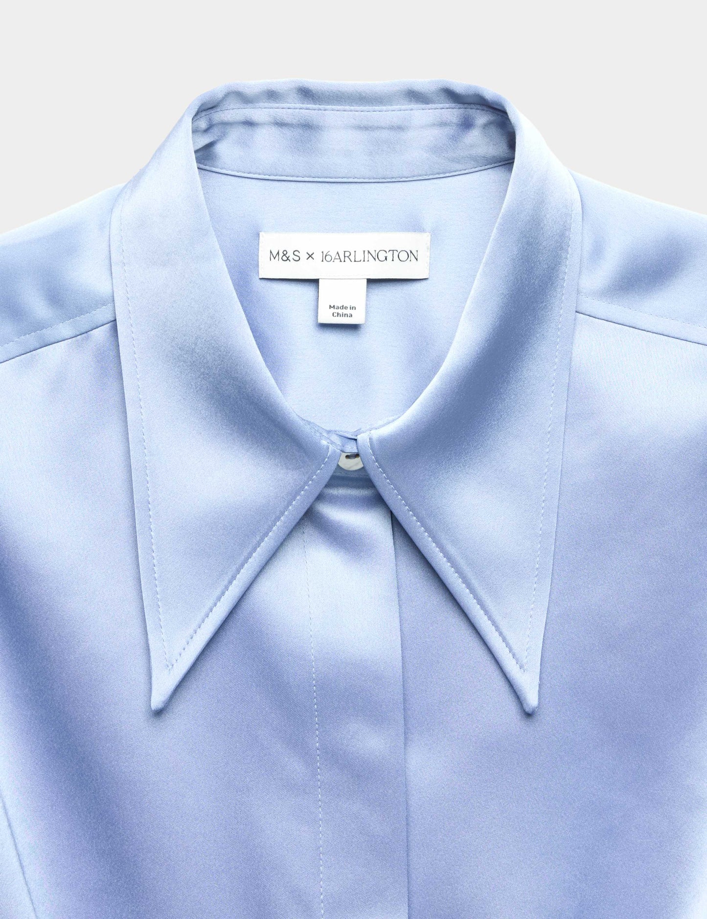 Satin Collared Fitted Long Sleeve Shirt