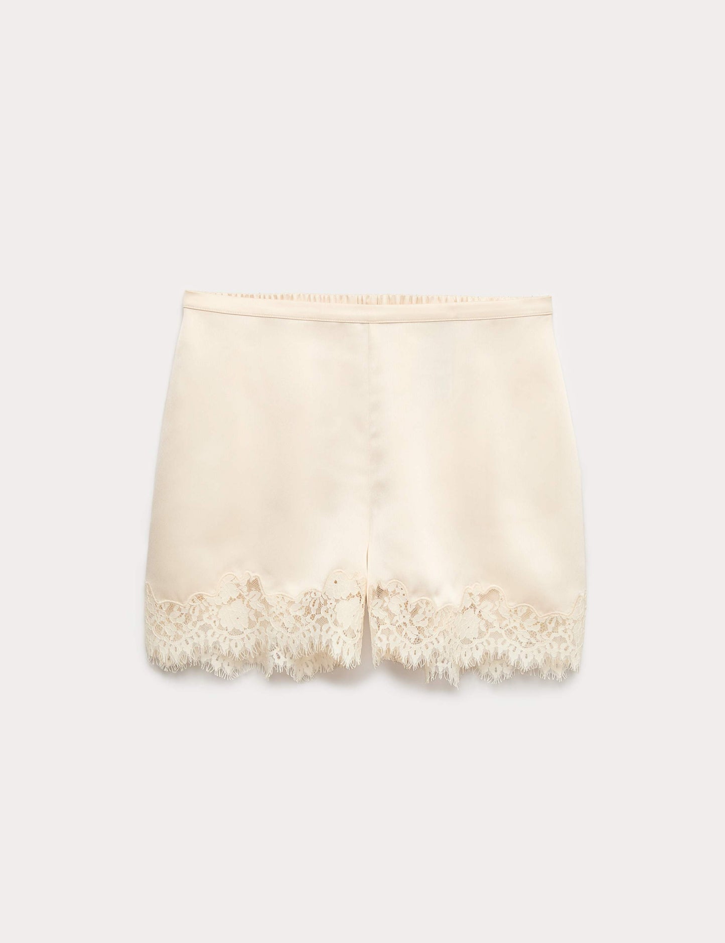 Satin Lace Trim Shorts