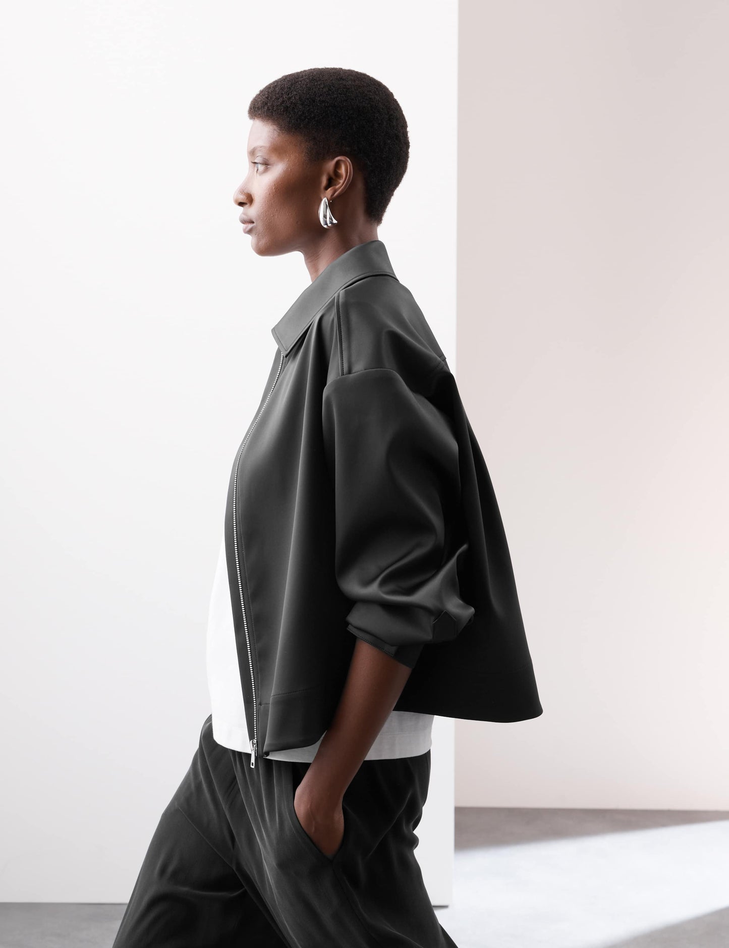Satin Lightweight Collared Jacket
