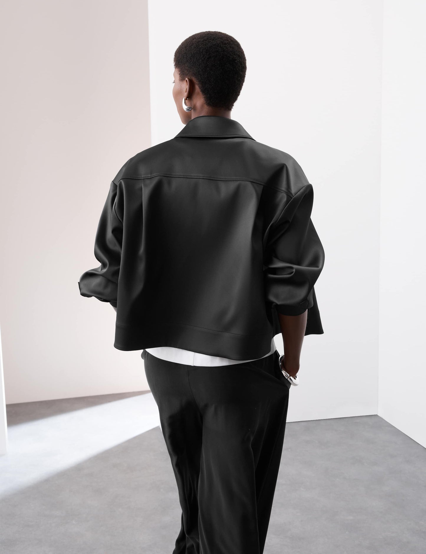 Satin Lightweight Collared Jacket