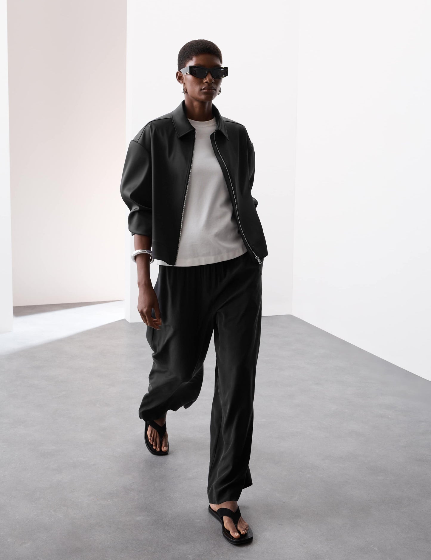 Satin Lightweight Collared Jacket