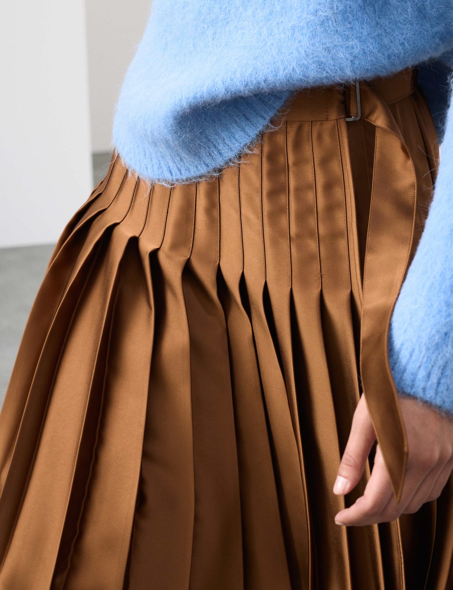 Satin Pleated Midaxi Wrap Skirt