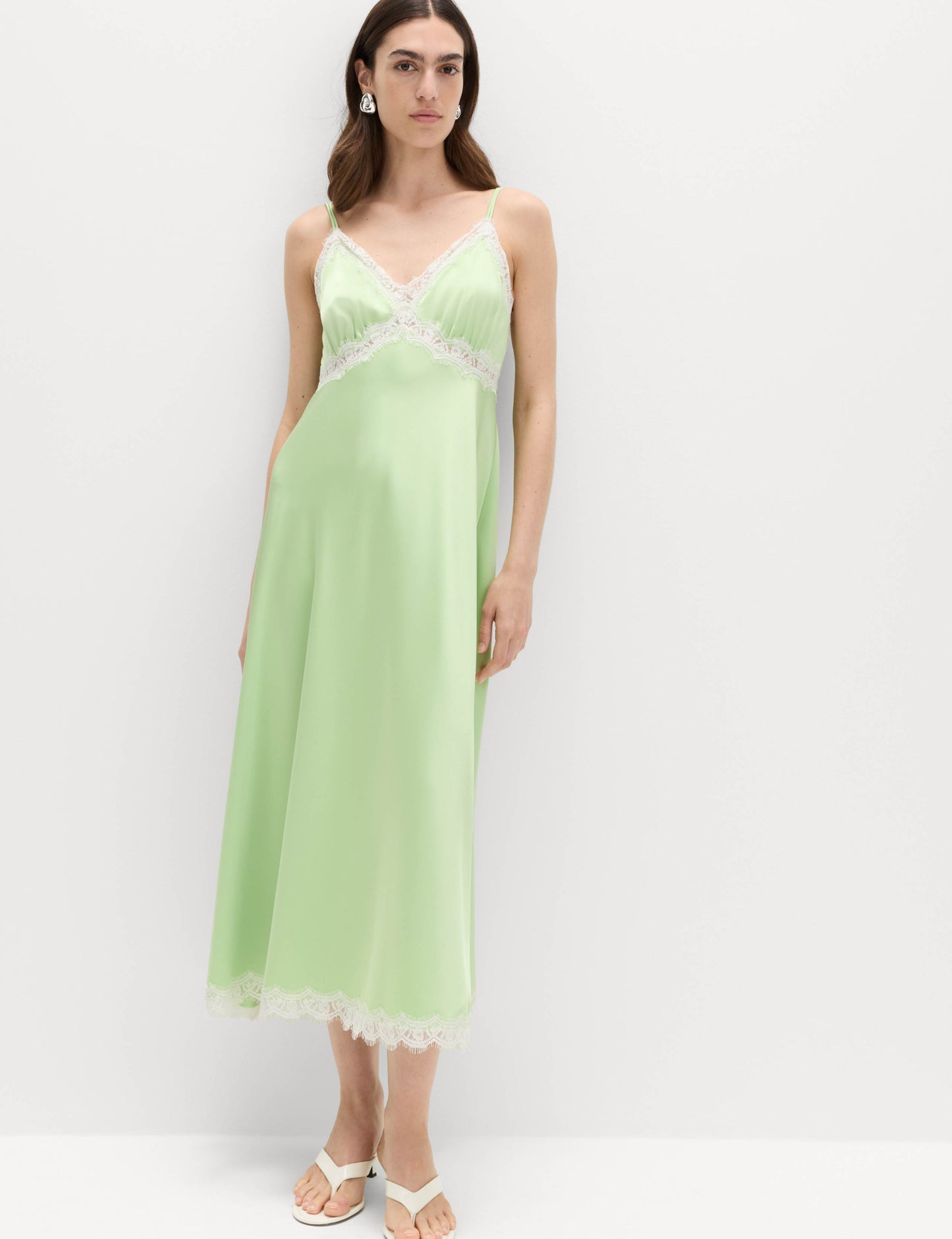 Satin V-Neck Midaxi Slip Dress