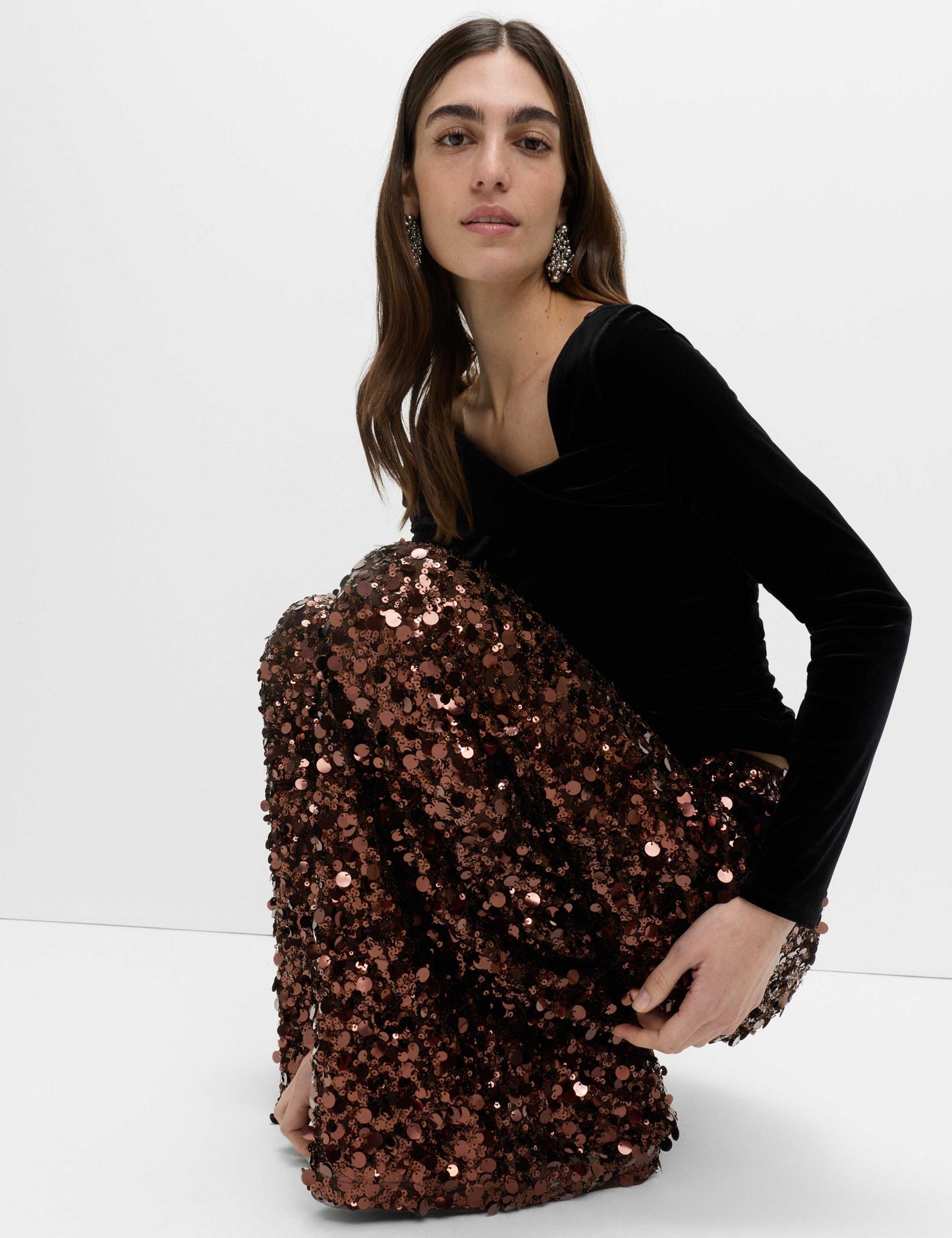 Sequin Wide Leg Trousers