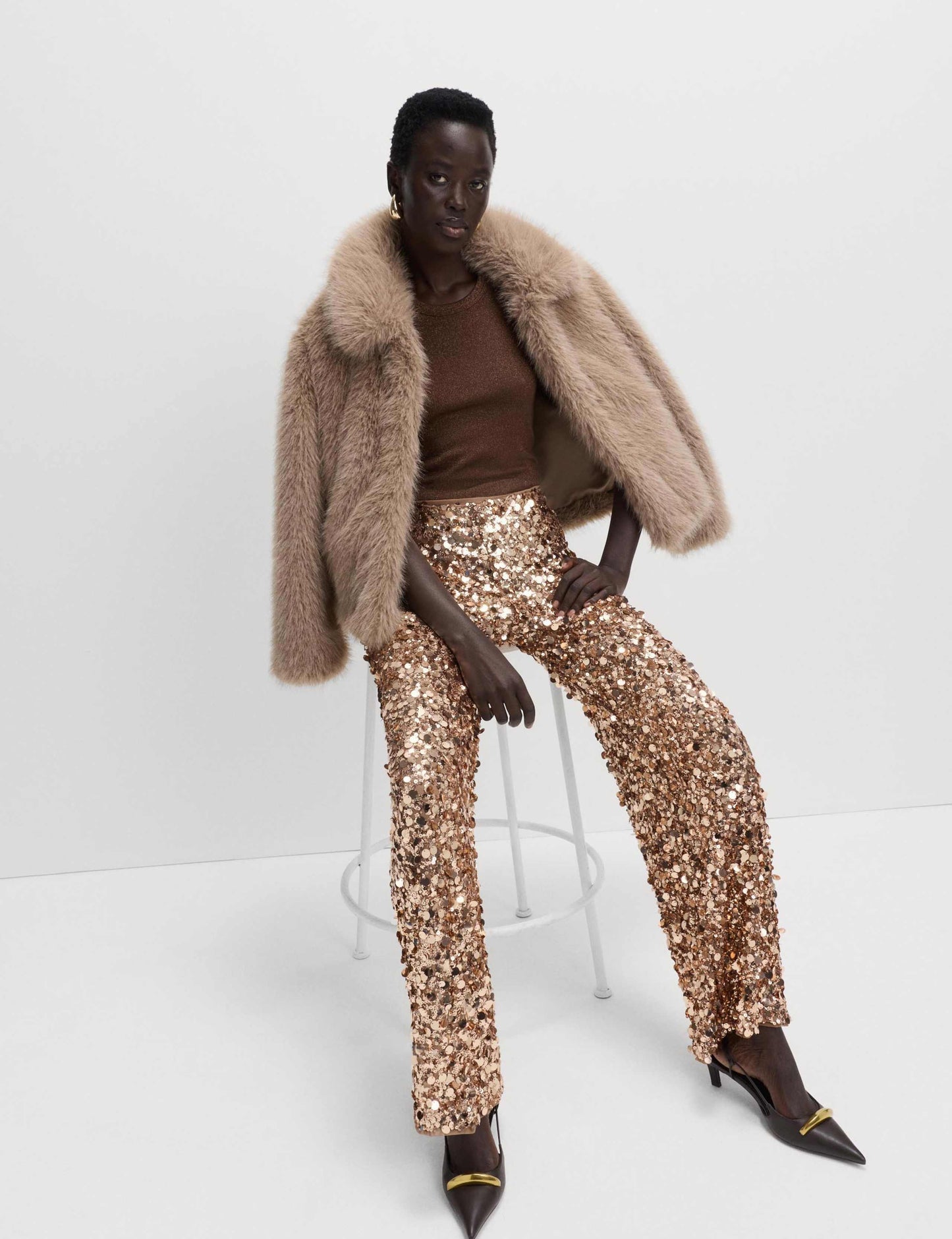 Sequin Wide Leg Trousers