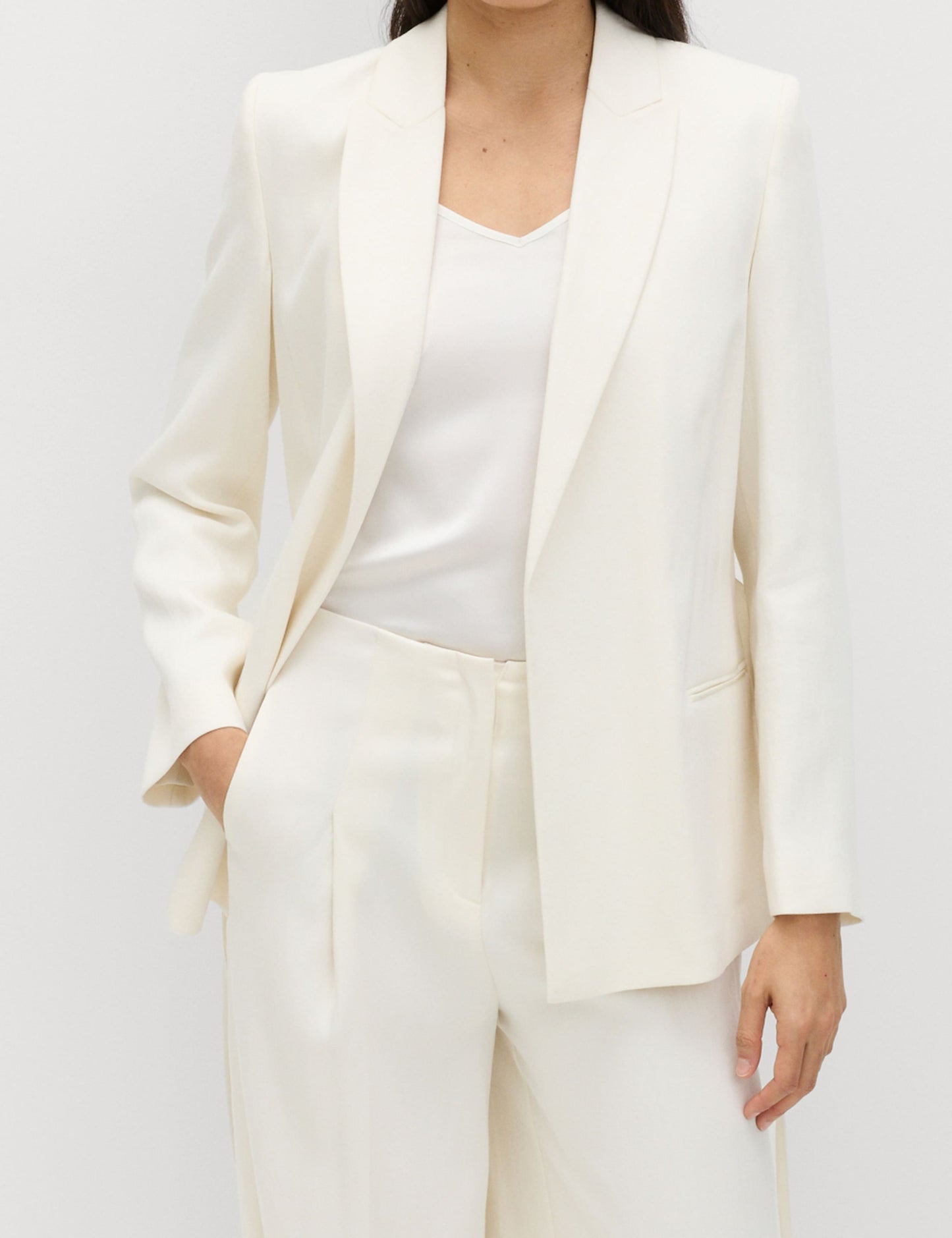 Single Pleat Wide Leg Trousers with Linen