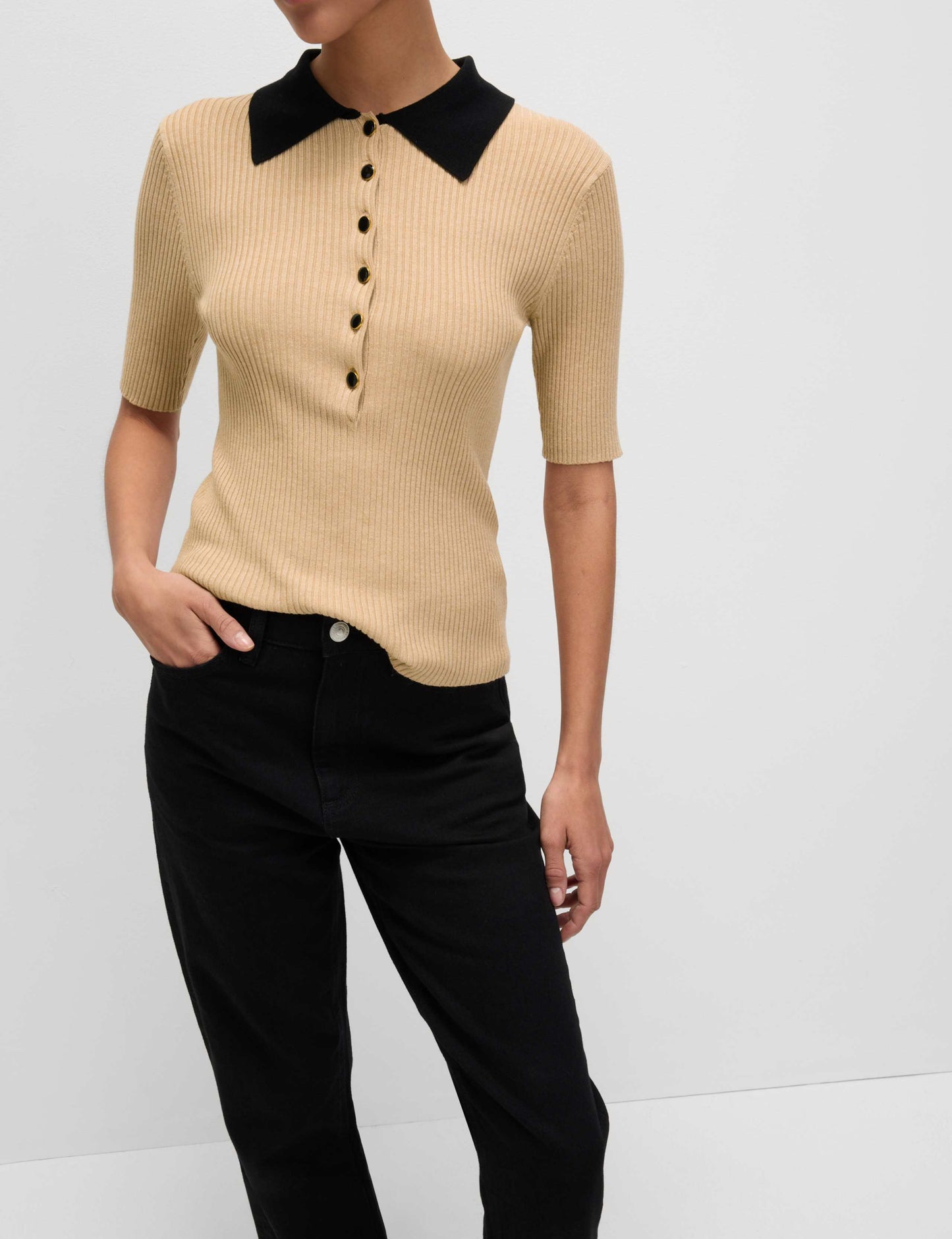 Soft Touch Collared Knitted Top