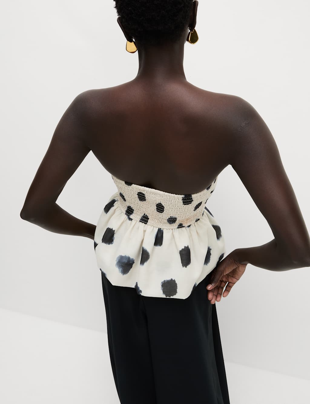 Spot Print Ruched Bandeau Top