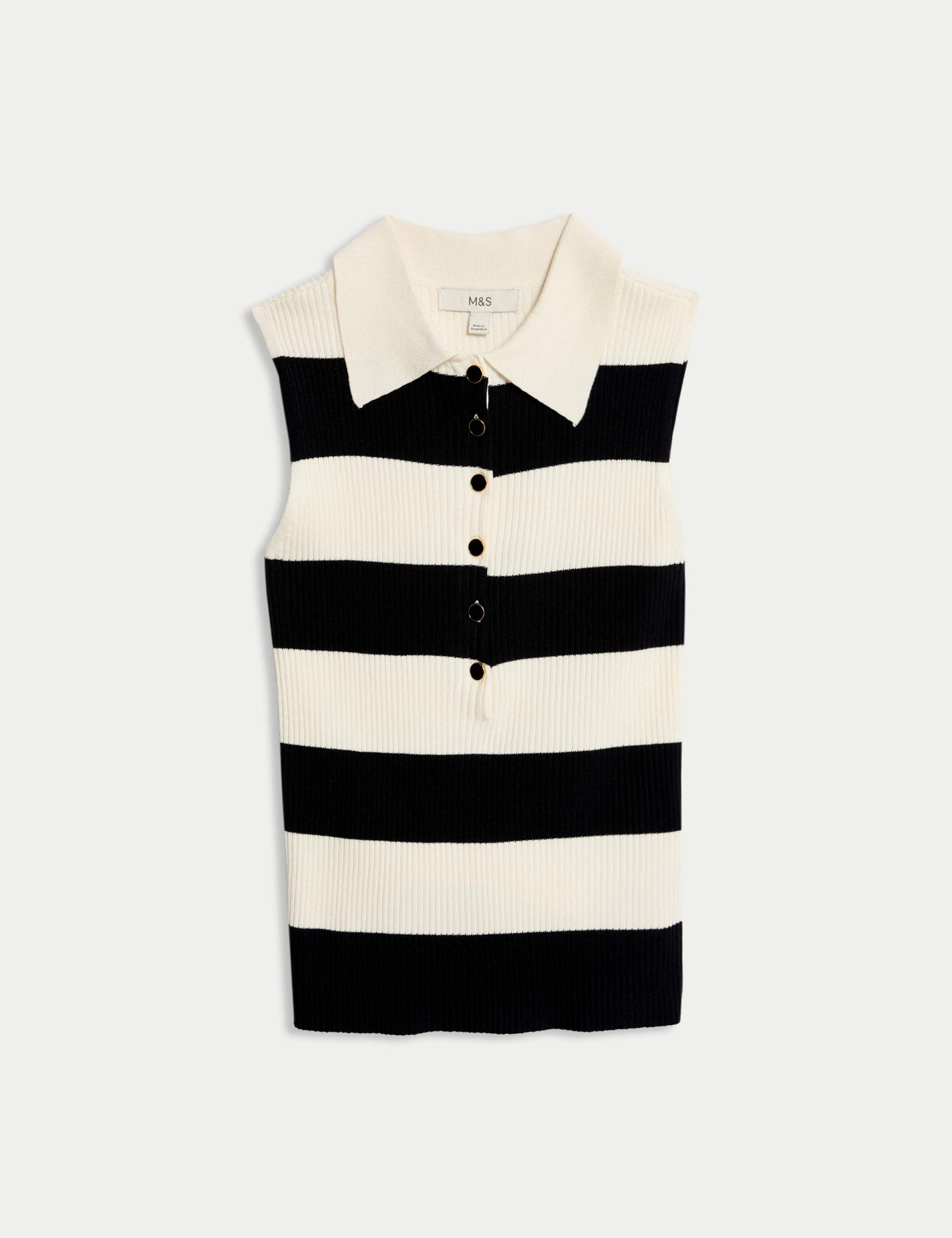 Striped Collared Knitted Vest