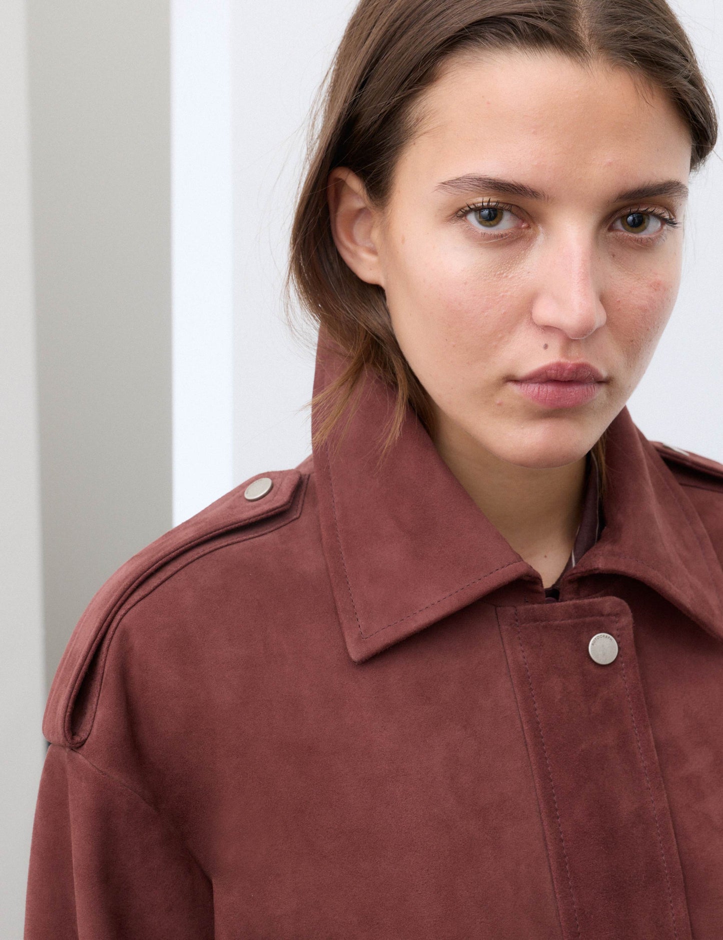 Suede Collared Bomber Jacket