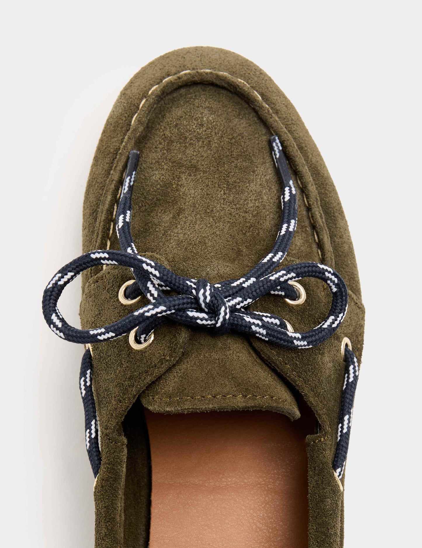 Suede Contrast Lace Boat Shoe