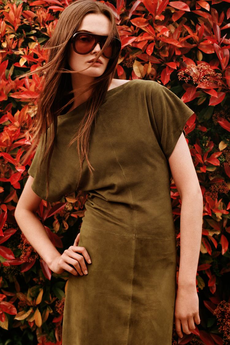 Limited Edition Draped Suede Leather Dress