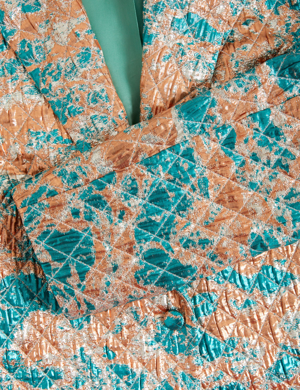 Tailored Metallic Quilted Cropped Blazer