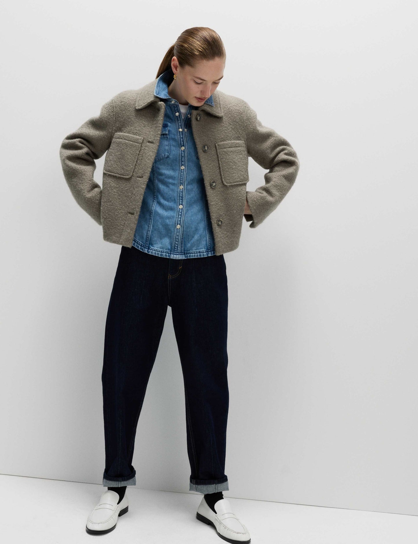 Textured Collared Bomber Jacket