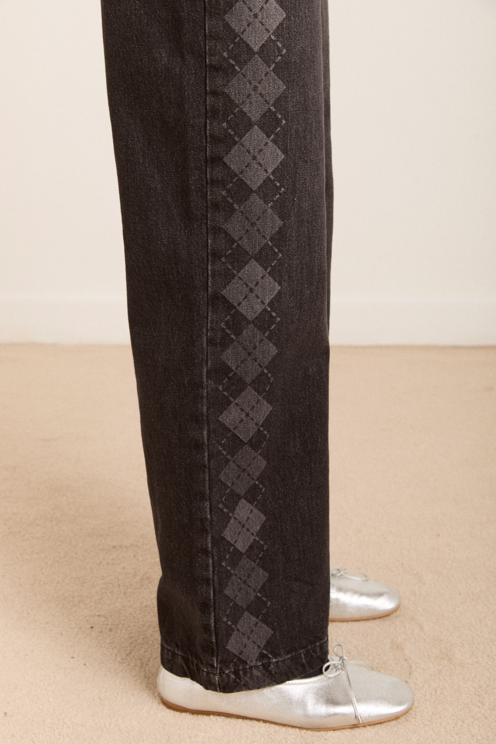 Sylvie Grey Argyle Jeans