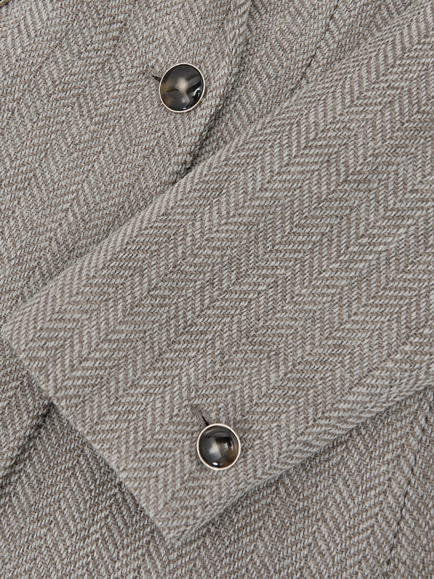 Herringbone Double-Breasted Blazer Wool-Cotton in Grey